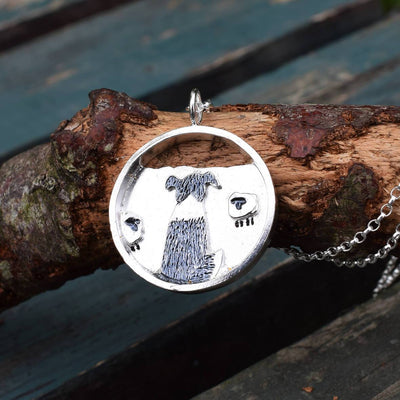 silver and black sheepdog necklace, sheepdog jewellery, border collie necklace, silver border collie, silver sheepdog, border collie jewellery for her, border collie jewellery, sheepdog jewellery gifts, border collie jewellery presents, border collie gift for wife