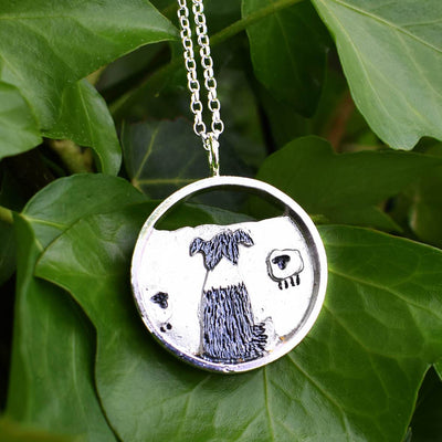 silver sheepdog, silver border collie necklace, working dog necklace, silver dog jewellery, sheepdog gift for her, border collie present for girlfriend, sheepdog birthday present, silver sheepdog, silver border collie