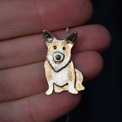 dog necklace, corgi necklace, gold corgi, corgi jewellery, gift for corgi lover
