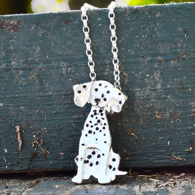 silver Dalmatian necklace, Dalmatian pendant, Dalmatian chain, Dalmatian jewellery, Dalmatian gift for woman