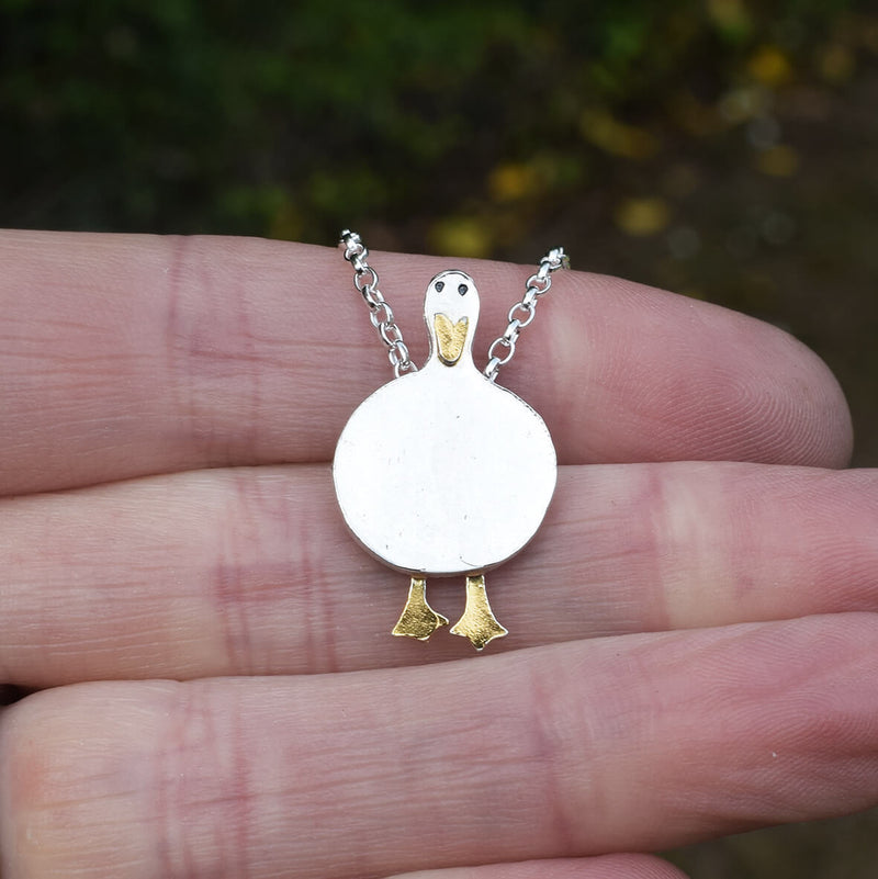 duck necklace, silver duck necklace, gift for duck lover, duck breeder gift, duck jewellery, duck present for her, quality duck gift