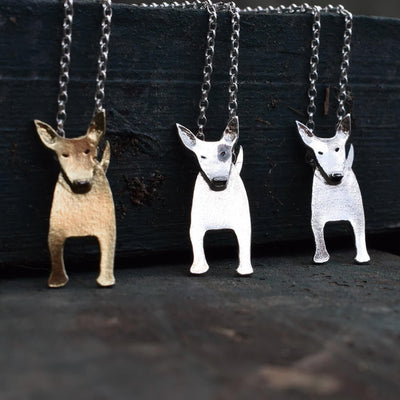 English Bull Terrier necklaces, English Bull Terrier jewellery, English Bull Terrier gift for woman, quality English Bull Terrier presents. dog necklace, dog jewellery