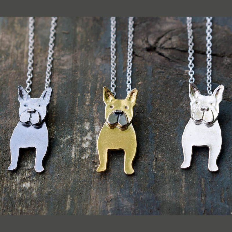 french bulldog necklace, silver dog necklace, frenchie jewellery, french bulldog present, french bulldog gift, dog necklace