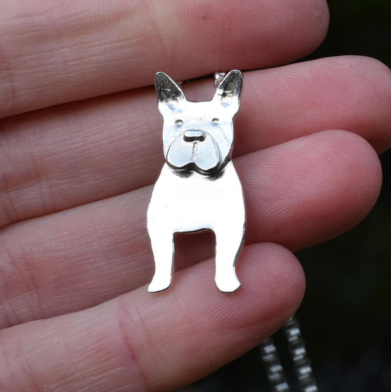 silver french bulldog necklace, french bulldog pendant, silver dog necklace, silver dog jewellery