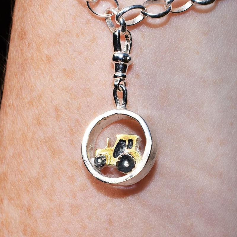 gold tractor charm, tractor charm, farming bracelet, farming jewellery, farming charm, farm girl gift