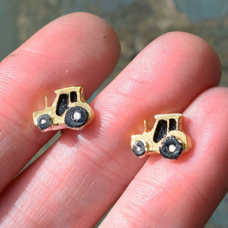 tractor earrings, farm earrings, tractor jewellery, farm jewellery, tractor run earrings