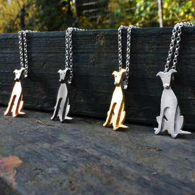 Greyhound necklaces, silver dog necklaces, unusual Greyhound gift, Greyhound jewellery, Greyhound pendant, gift for Greyhound lover, Greyhound mum gift