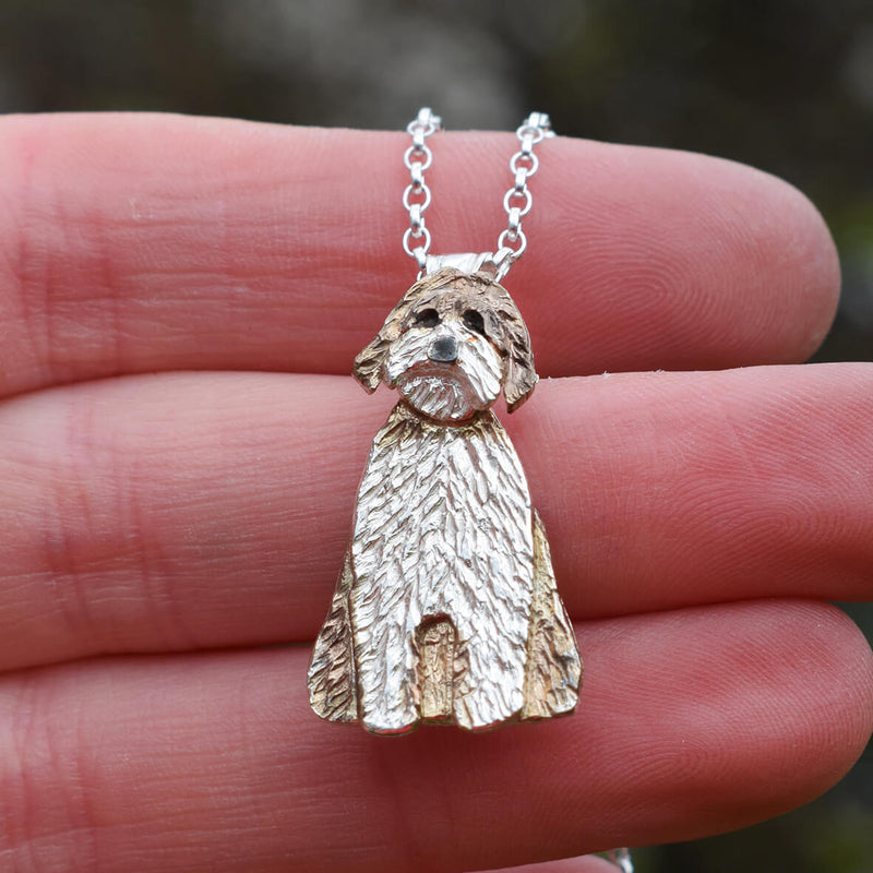 rose gold and silver Labradoodle necklace, Labradoodle pendant, Labradoodle jewellery, Labradoodle gift, Labradoodle present for wife