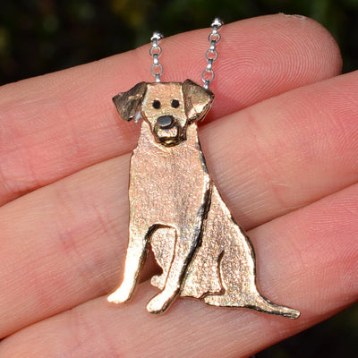 rose gold Labrador necklace, Labrador pendant, gold Labrador, rose gold dog necklace, rose gold dog jewellery, fox red labrador gift