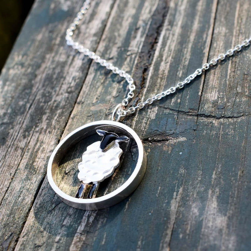 silver sheep necklace, sheep jewelry, suffolk sheep gift, quality suffolk sheep present, farm gift for woman, handmade suffolk gifts