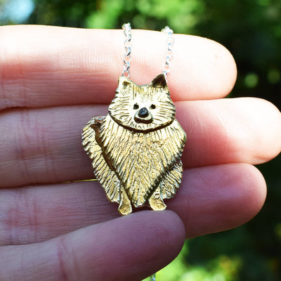 gold Pomeranian necklace, dog necklace, silver dog jewellery, Pomeranian present for woman, Pomeranian jewellery