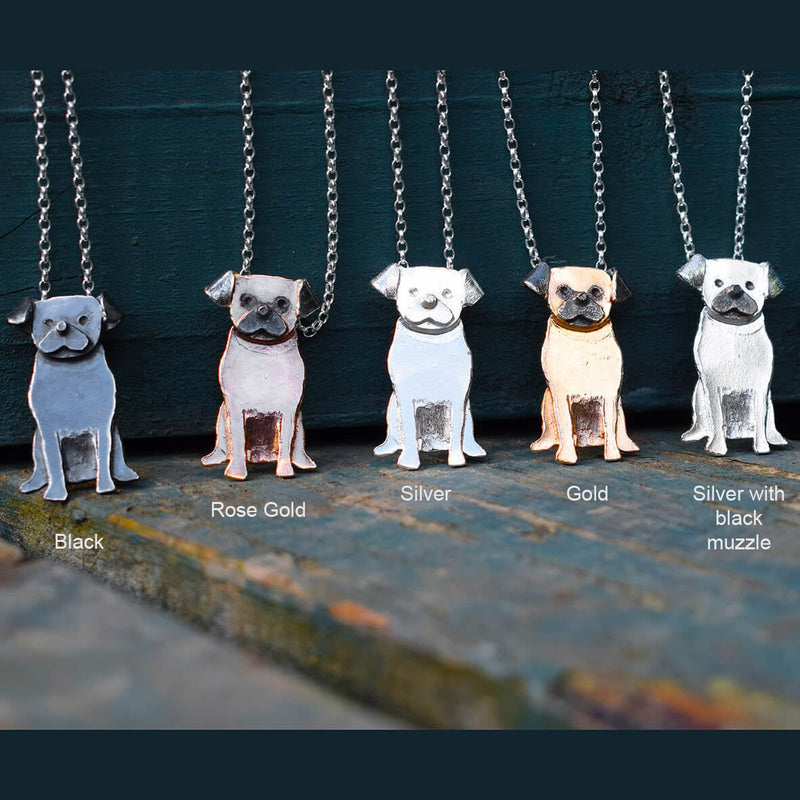 dog necklaces, silver and gold dog jewellery, dog gifts for woman, dog jewellery for her