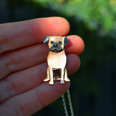 rose gold pug, rose gold dog necklace, dog jewellery, pug gift for wife