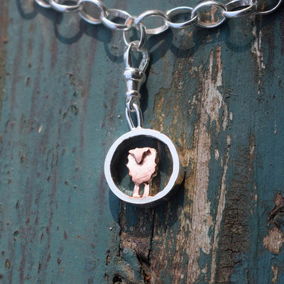 gold and silver sheep, sheep charm, sheep bracelet, farm gift, sheep present for wife