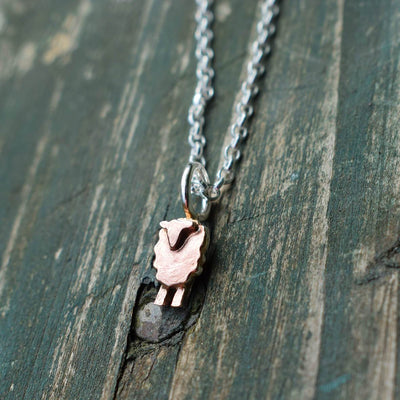 rose gold sheep necklace, rose gold animal necklace, rose gold farm gift