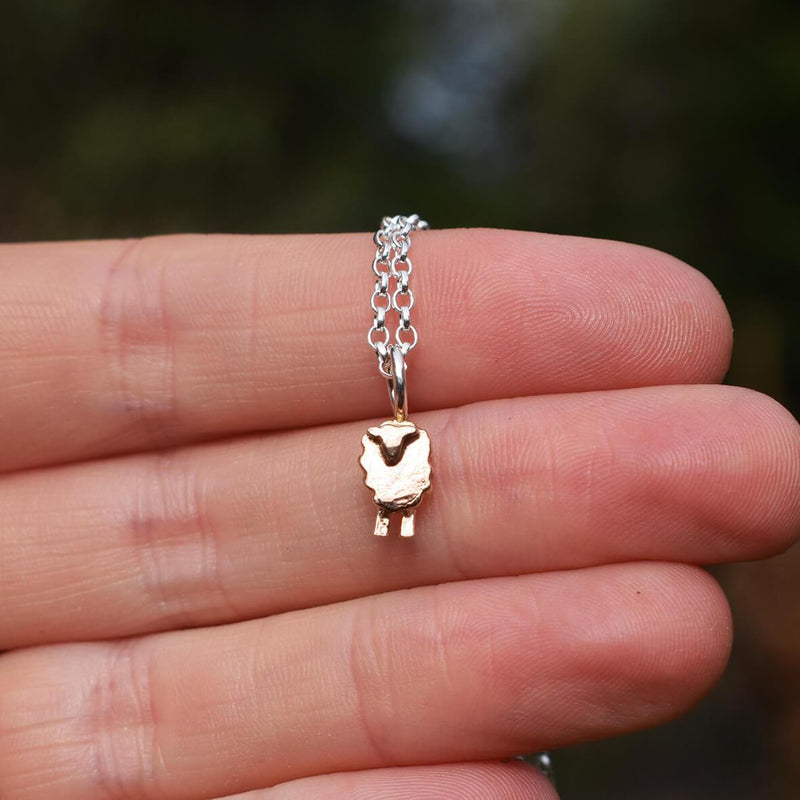 rose gold tiny sheep pendant, wee sheep pendant, rose gold farmer present, young farmer gift