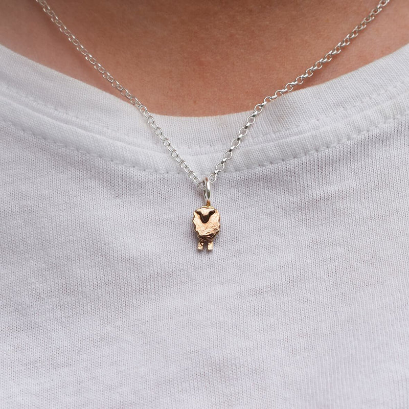 rose gold necklace, rose gold sheep, rose gold sheep necklace, sheep necklace, farm necklace, farm present for woman