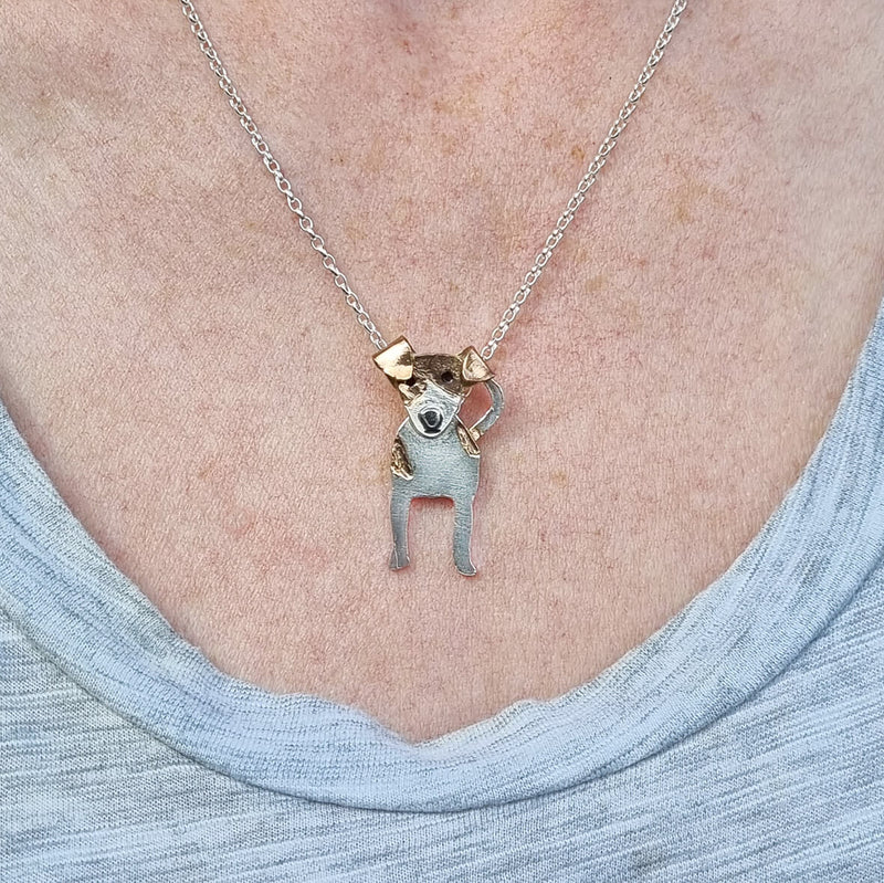 rose gold dog necklace, jack russell necklace, terrier dog jewellery, jack russell present for her, silver dog necklace