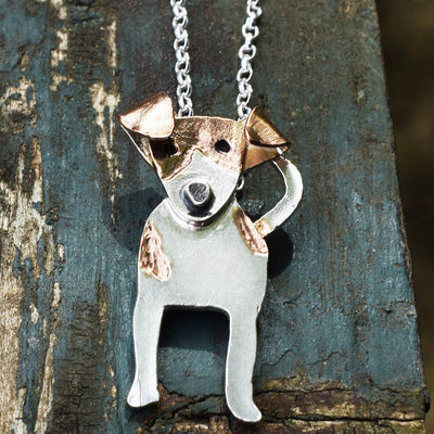 rose gold jack russell necklace, jack russell necklace, jack russell jewellery, jack russell gift for her, terrier jewellery, JRT jewellery