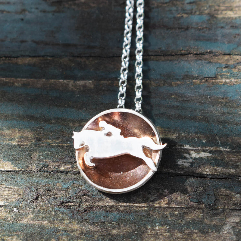 rose gold horse necklace, showjumping necklace, showjumper necklace, silver horse necklace, horse jumping jewellery, show jumping jewellery, horse gift for woman