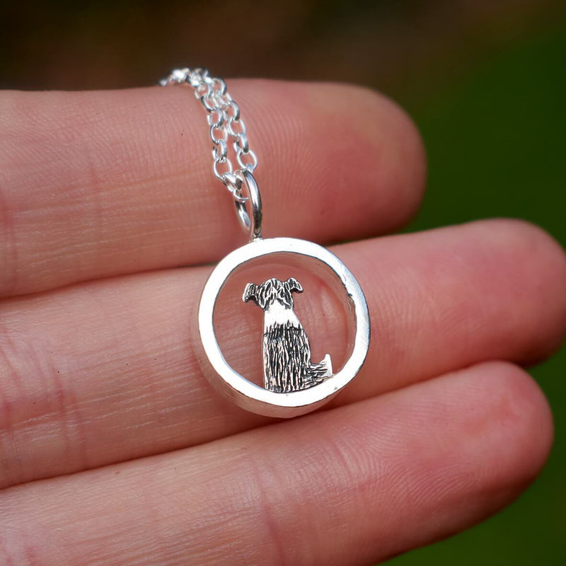 sheepdog trials gift, sheepdog necklace, dog necklace, black and white dog necklace, sheepdog gift for her