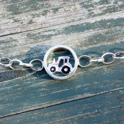 silver tractor bracelet, tractor bracelet, gift for female farmer, tractor jewellery, tractor jewelry, silver tractor