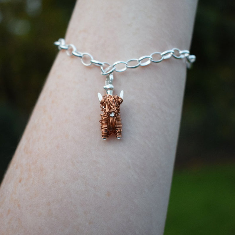 Silver and copper Highland Cow charm - FreshFleeces, highland cow charm, highland cow bracelet, highland cow gift, highland cow jewellery, highland cow jewelry, scottish jewellery, scottish jewelry, scottish gift for her, highland cow silver bracelet, highland cow silver charm