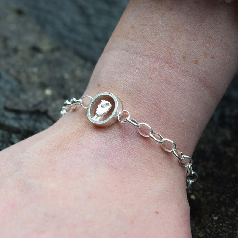 silver sheep bracelet, sheep jewellery, sheep gift for her