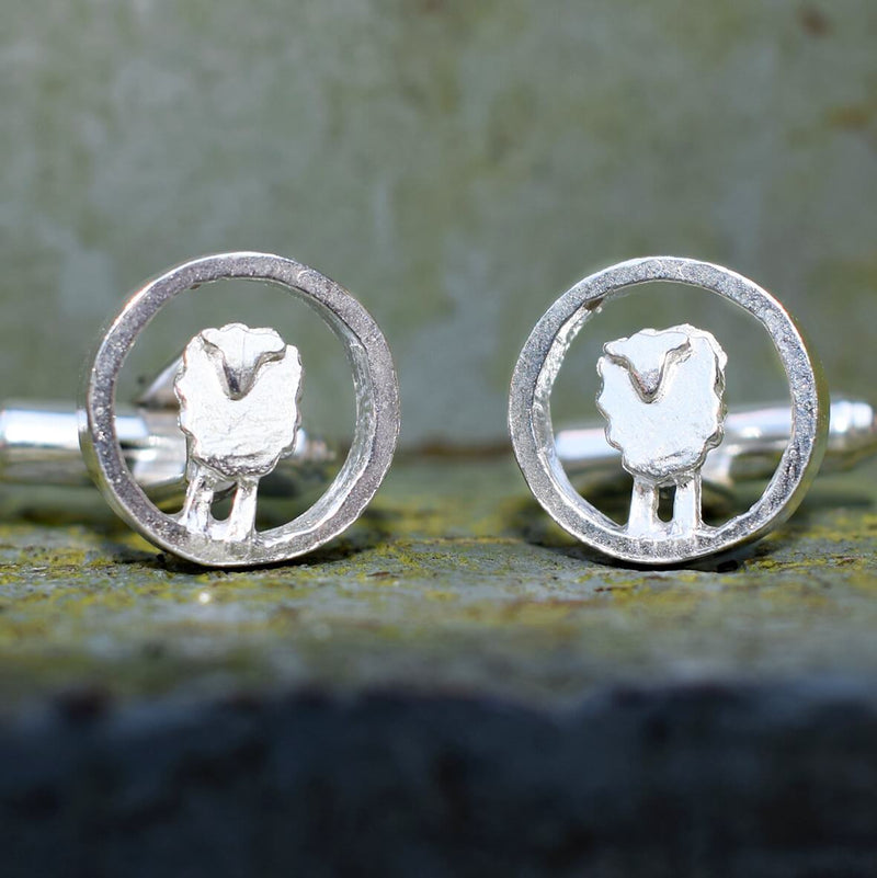silver sheep cufflinks, cufflinks for farmer, gift for farmer, jewellery for farmer, farm cufflinks, agriculture cufflinks