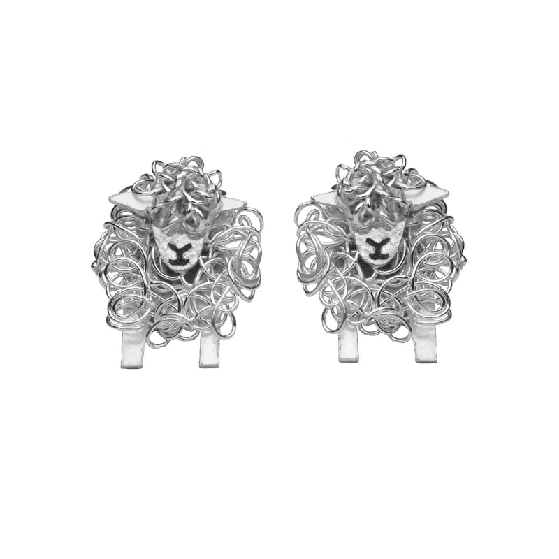 Silver Southdown sheep earrings