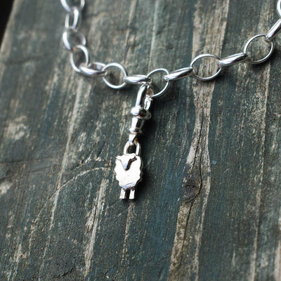 silver sheep char, silver sheep bracelet, sheep charm, sheep bracelet, gift for sheep lover, present for sheep lover