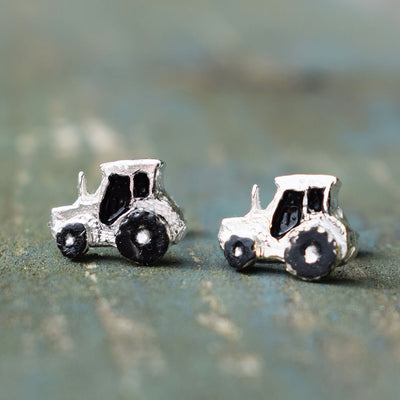 tractor earrings, silver tractor earrings, farm earrimngs, jewellery for farmer, gift for female farmer, countryside earrings