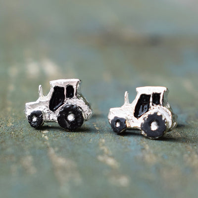 tractor earrings, young farmer earrings, silver tractors, tractor present for woman, tractor gift for girl, young farmer present