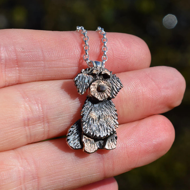 black and tan Wire Haired Dachshund necklace, silver Wire Haired Dachshund necklace, dog jewellery, dog breed jewellery, Wire Haired Dachshund present for wife, Wire Haired Dachshund gift for mum