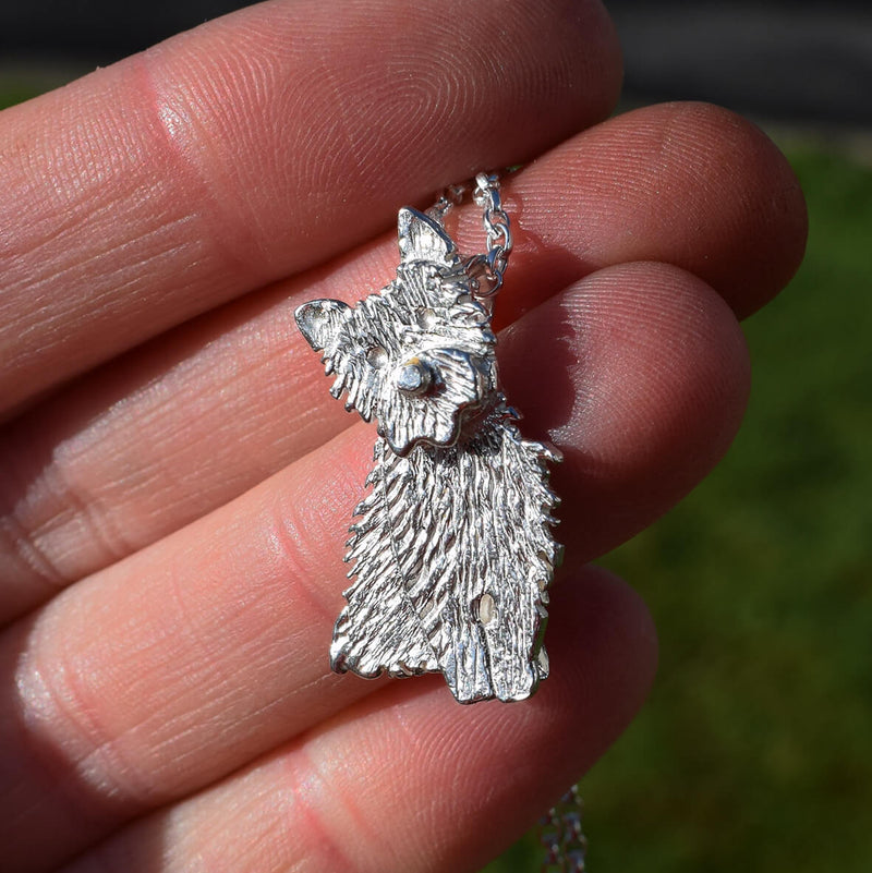 silver Yorkshire Terrier necklace, Yorkshire Terrier pendant, silver dog necklace, silver dog jewellery, yorkie necklace, Yorkshire Terrier gift